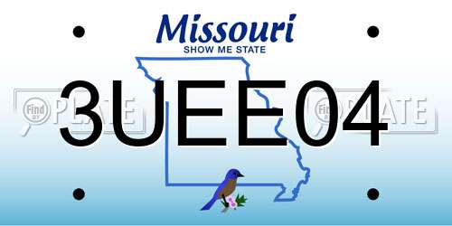 3UEE04 Missouri License Plate
