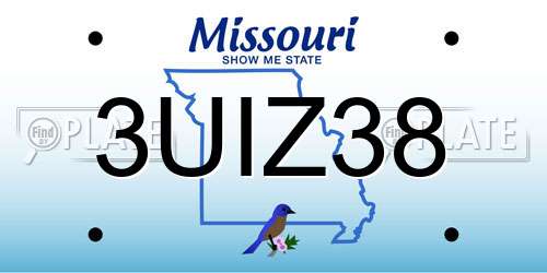 3UIZ38 Missouri License Plate