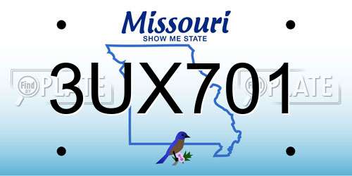 3UX701 Missouri License Plate