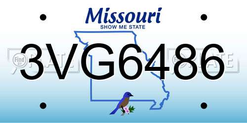 3VG6486 Missouri License Plate