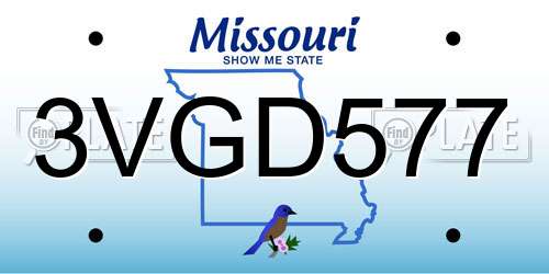 3VGD577 Missouri License Plate