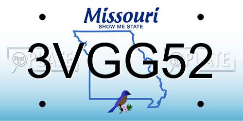 3VGG52 Missouri License Plate