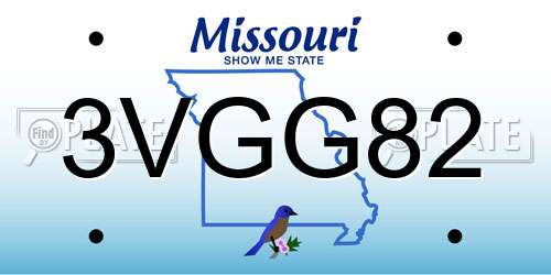 3VGG82 Missouri License Plate