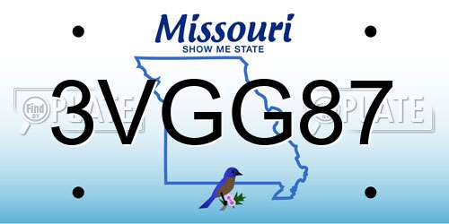 3VGG87 Missouri License Plate