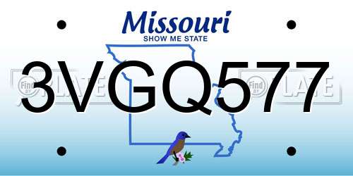 3VGQ577 Missouri License Plate