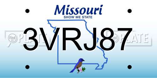 3VRJ87 Missouri License Plate