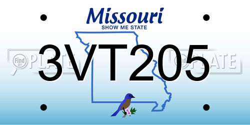 3VT205 Missouri License Plate