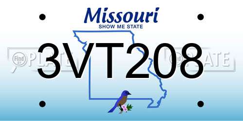 3VT208 Missouri License Plate