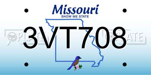 3VT708 Missouri License Plate