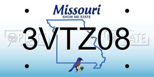 3VTZ08 Missouri License Plate