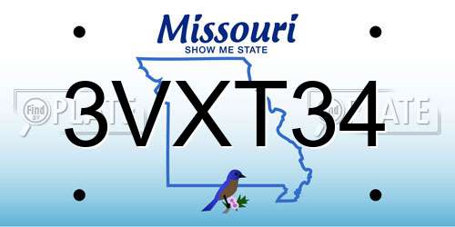 3VXT34 Missouri License Plate