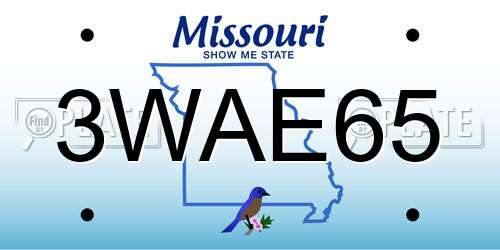 3WAE65 Missouri License Plate