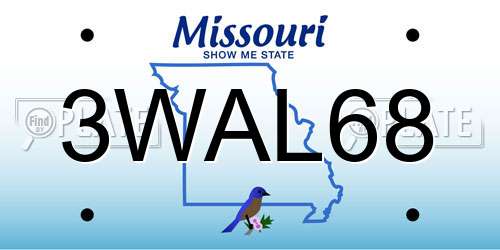 3WAL68 Missouri License Plate