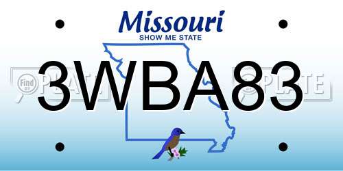 3WBA83 Missouri License Plate