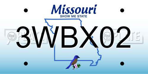 3WBX02 Missouri License Plate