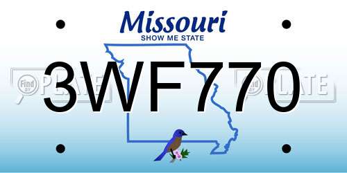 3WF770 Missouri License Plate
