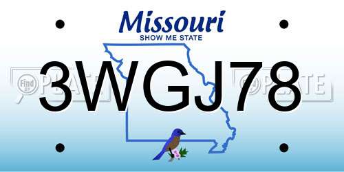 3WGJ78 Missouri License Plate
