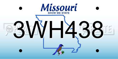 3WH438 Missouri License Plate