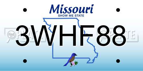 3WHF88 Missouri License Plate
