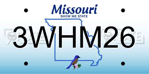3WHM26 Missouri License Plate