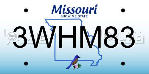 3WHM83 Missouri License Plate