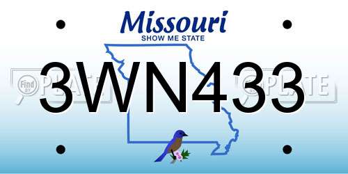 3WN433 Missouri License Plate