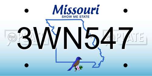 3WN547 Missouri License Plate