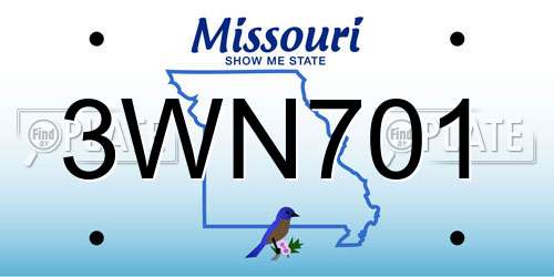 3WN701 Missouri License Plate