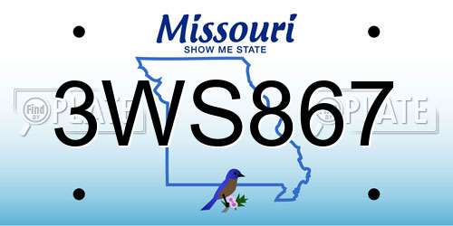3WS867 Missouri License Plate