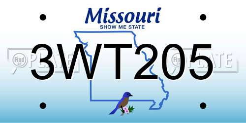 3WT205 Missouri License Plate