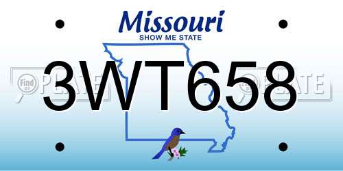 3WT658 Missouri License Plate