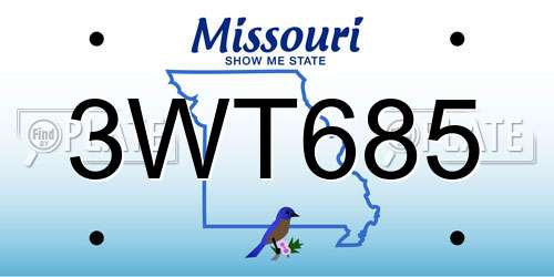 3WT685 Missouri License Plate