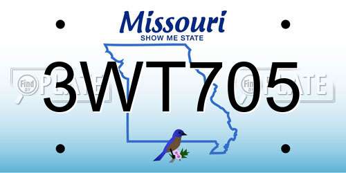 3WT705 Missouri License Plate
