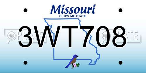 3WT708 Missouri License Plate