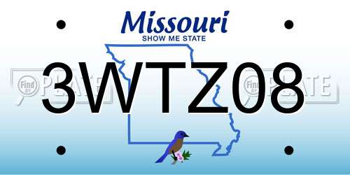 3WTZ08 Missouri License Plate