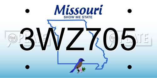 3WZ705 Missouri License Plate