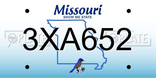 3XA652 Missouri License Plate