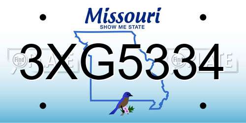 3XG5334 Missouri License Plate