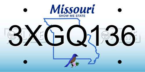 3XGQ136 Missouri License Plate