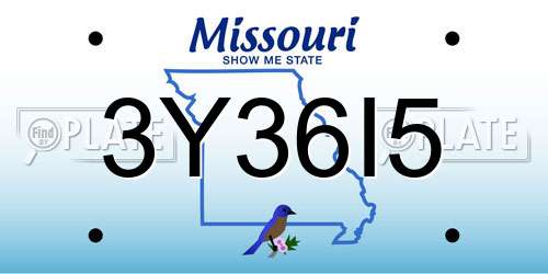 3Y36I5 Missouri License Plate