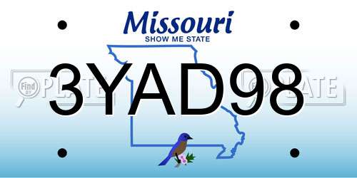 3YAD98 Missouri License Plate