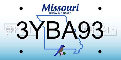 3YBA93 Missouri License Plate
