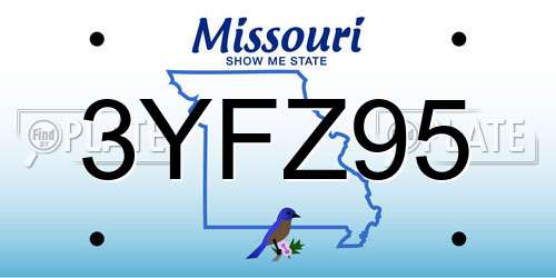 3YFZ95 Missouri License Plate