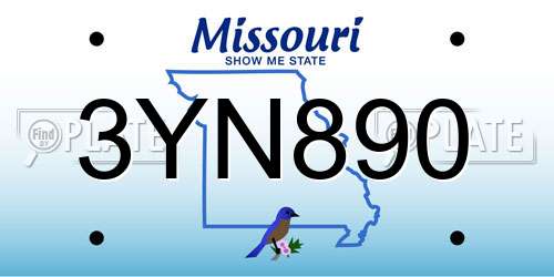 3YN890 Missouri License Plate