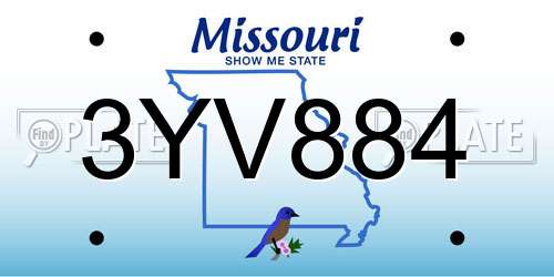 3YV884 Missouri License Plate