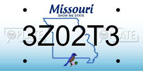 3Z02T3 Missouri License Plate