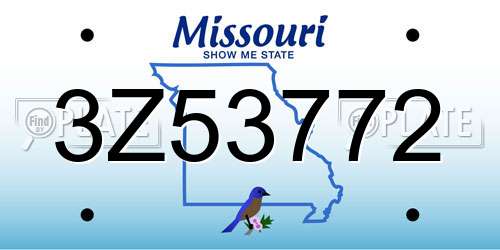 3Z53772 Missouri License Plate