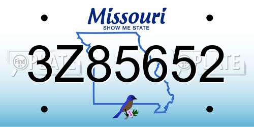 3Z85652 Missouri License Plate