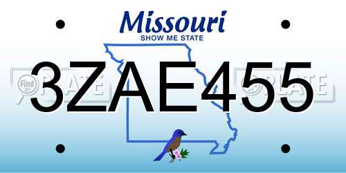 3ZAE455 Missouri License Plate