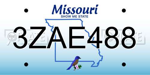 3ZAE488 Missouri License Plate
